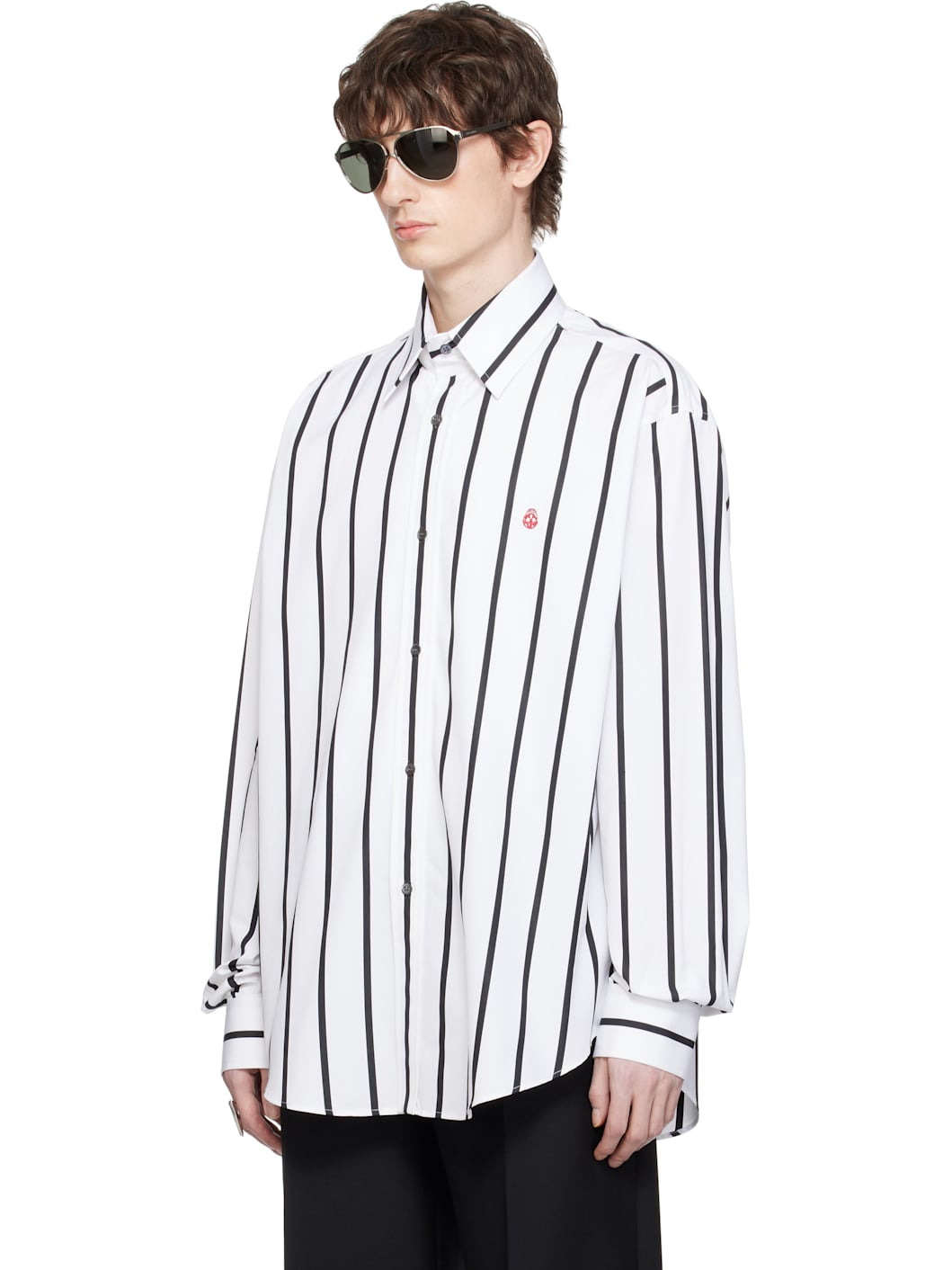 White & Black Bold Stripe Shirt - 4