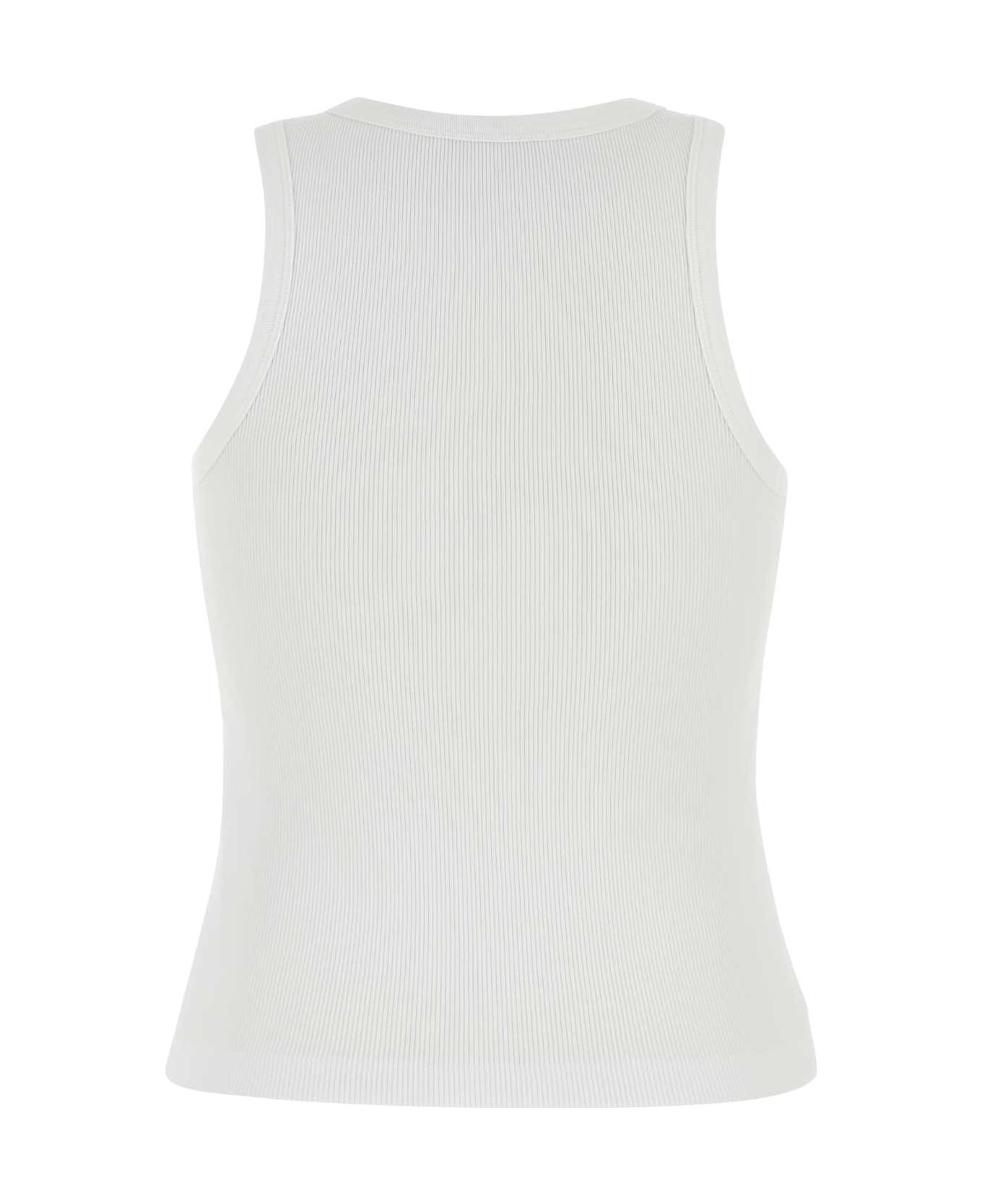 White Stretch Cotton Tank Top - 2