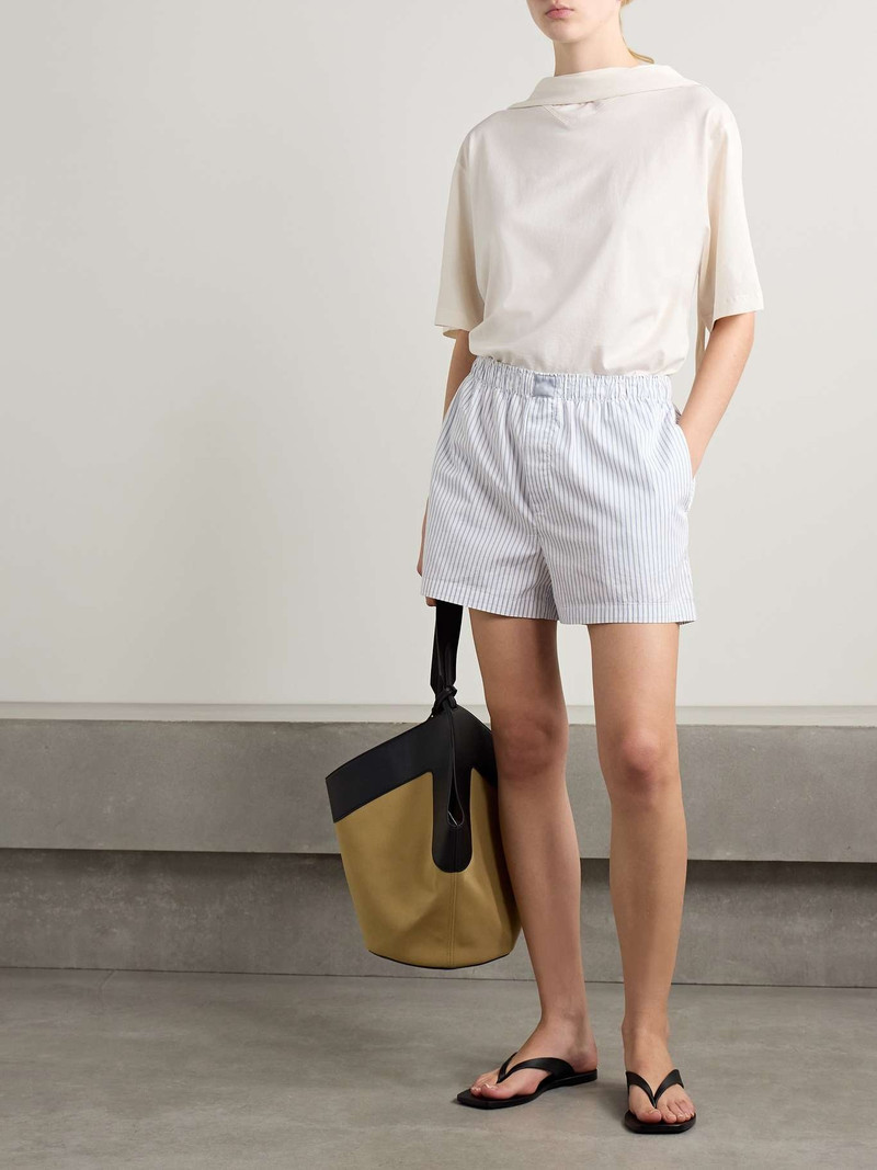 SKIMS Boxer striped cotton-poplin shorts - Zen Blue Stripe Light blue outlook