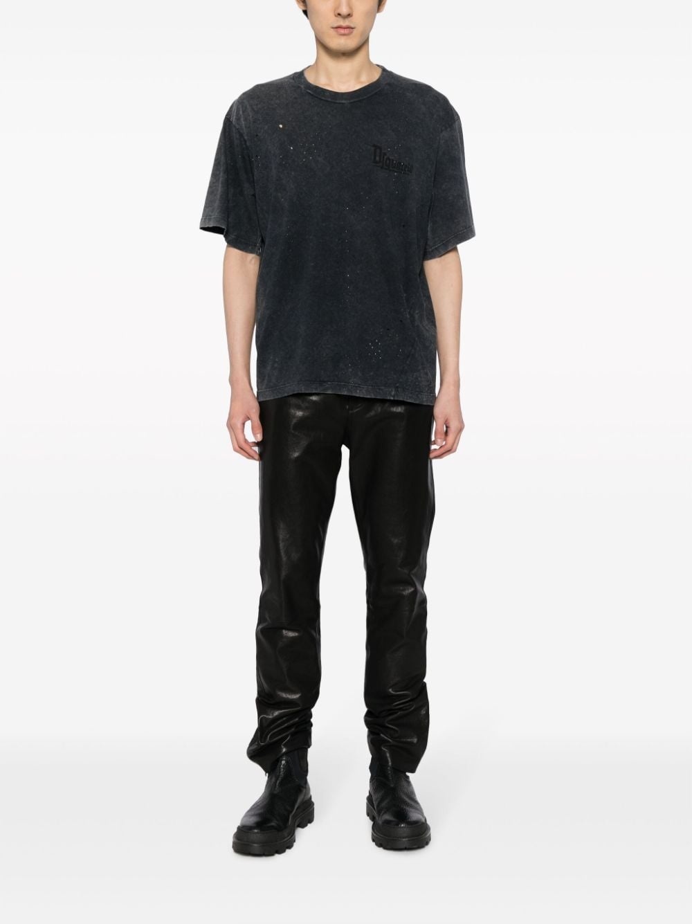 distressed-effect cotton T-shirt - 2