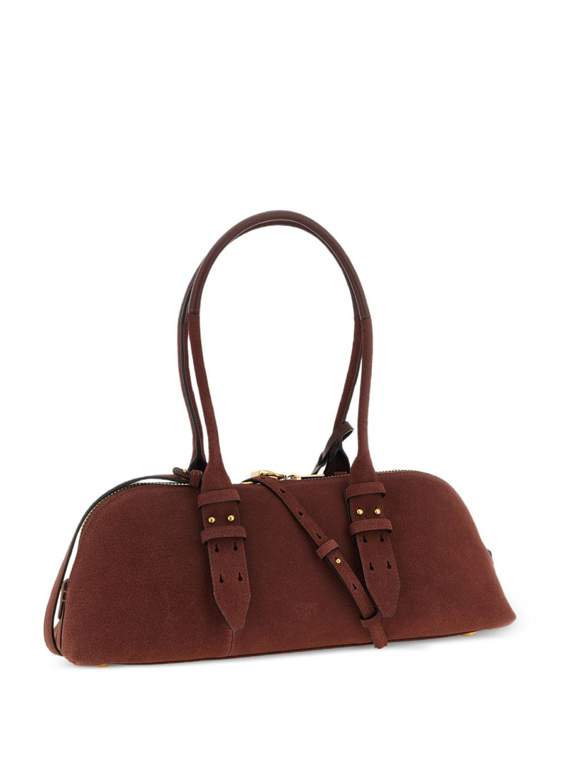 metal logo suede shoulder bag 1