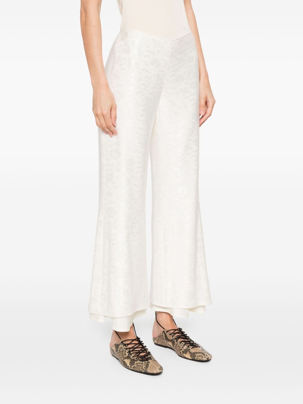 flower-jacquard trousers - 3