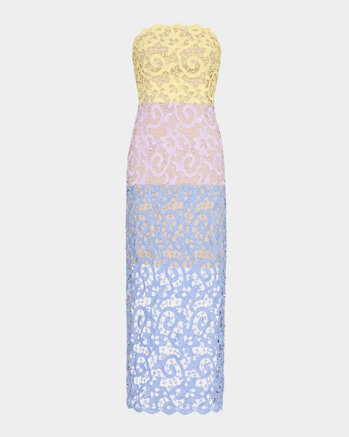 Kait Strapless Colorblock Lace Midi Dress - 1
