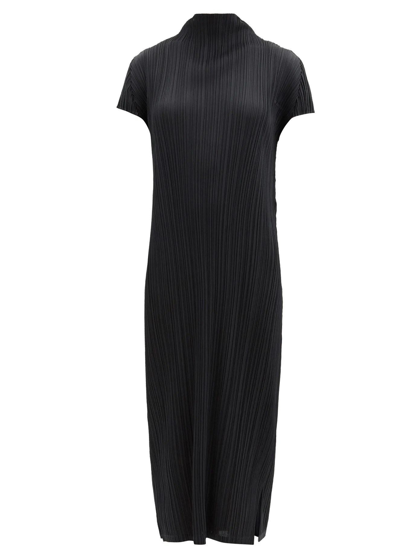 Pleated high-neck midi dress - 1