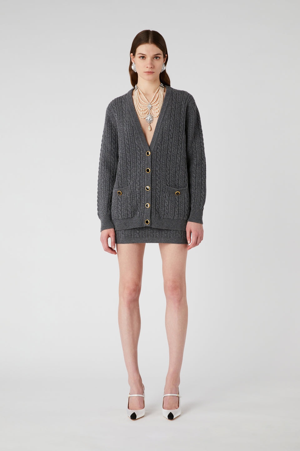 WOOL BLEND KNITTED MINI SKIRT WITH JWL BUTTONS - 4