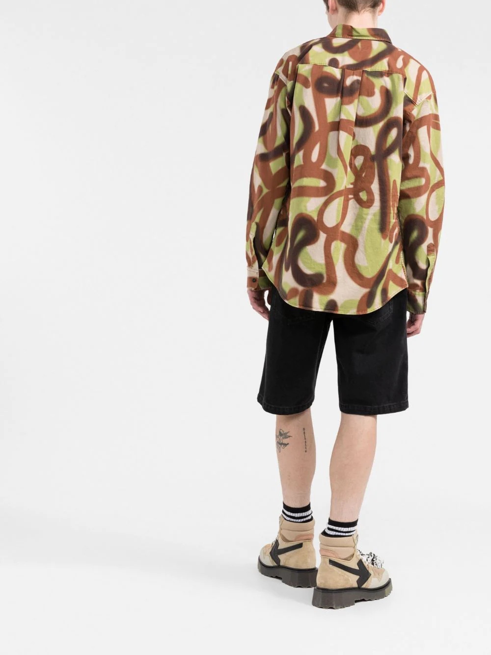 abstract-print flap-pocket shirt - 4