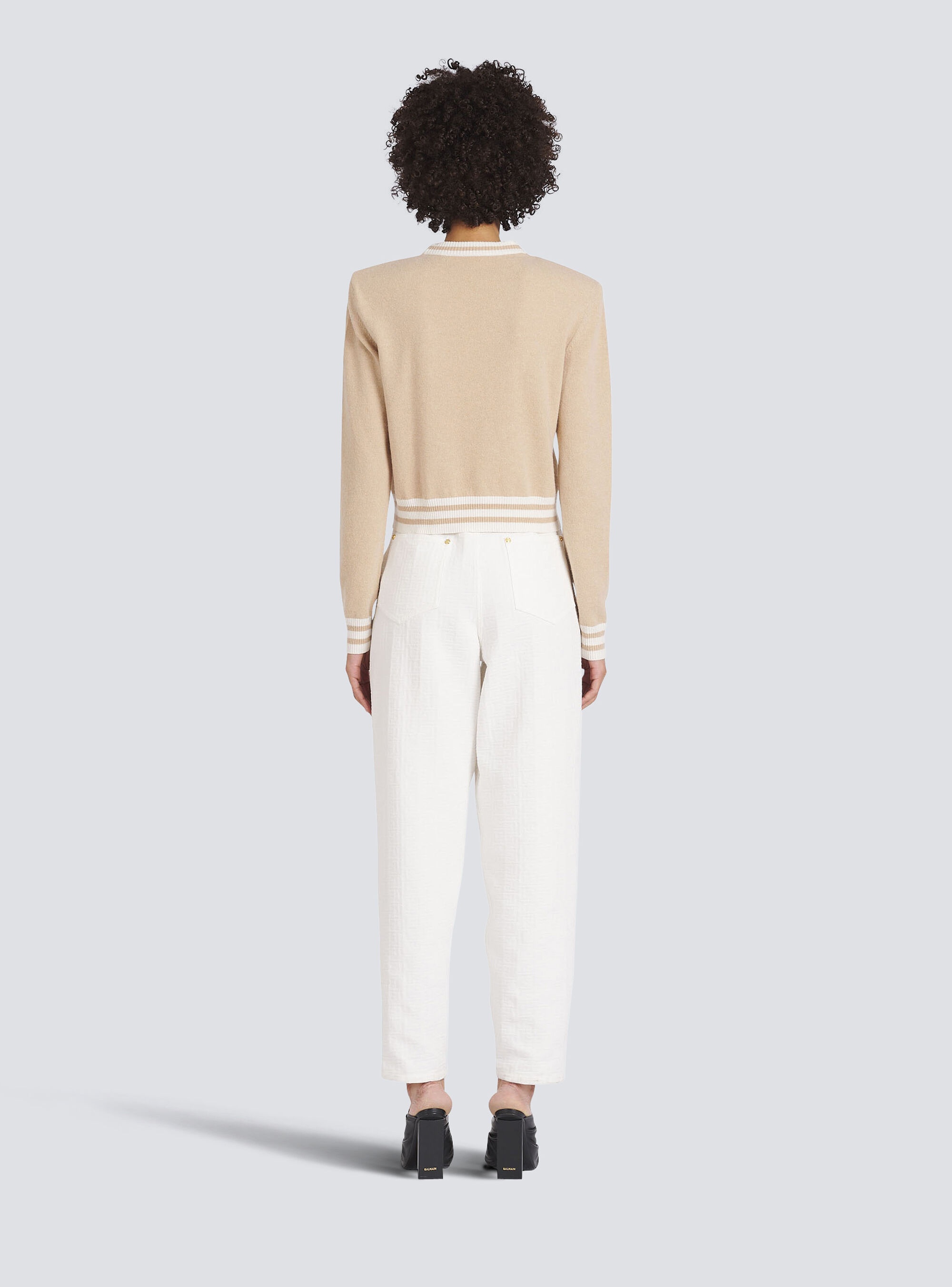 Cropped wool sweatshirt with Balmain logo - 4