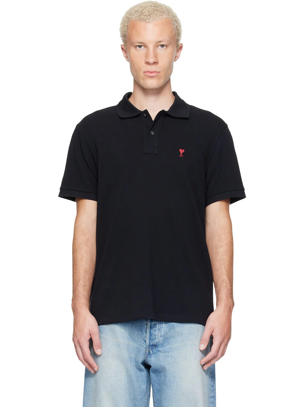 Black Cotton Ami de Coeur Polo - 1