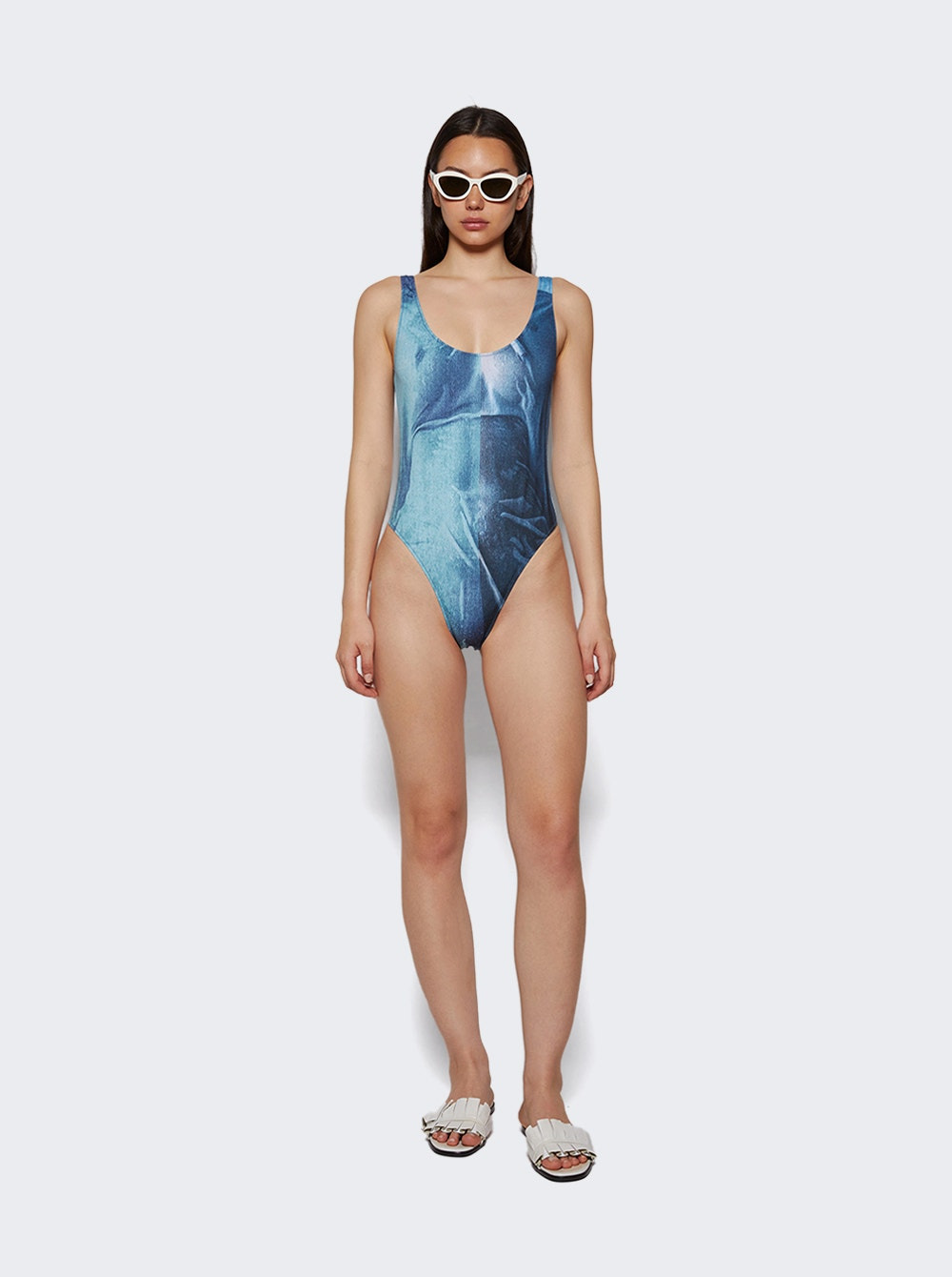 One-piece Swimsuit Water Print - 5
