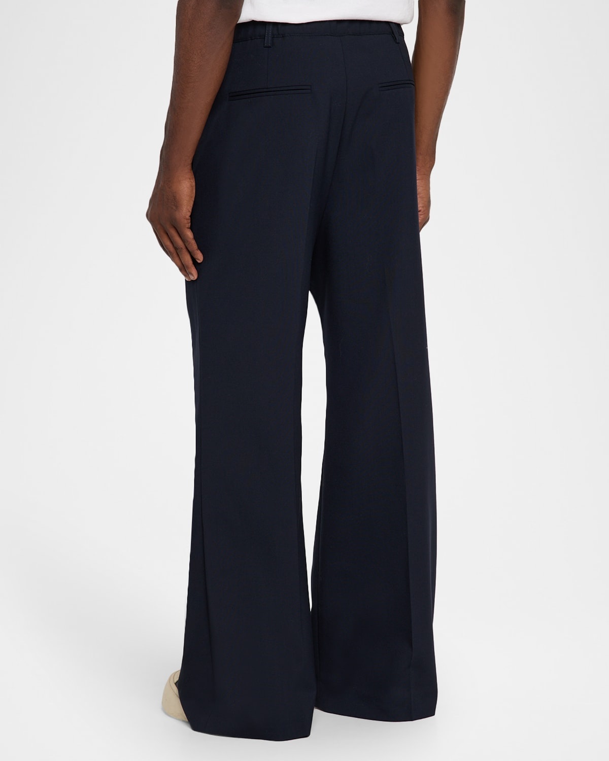 Men's Wool High-Waist Drawstring Flare Pants - 3
