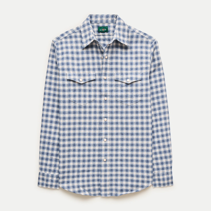 Western chambray shirt in linen-cotton blend 1