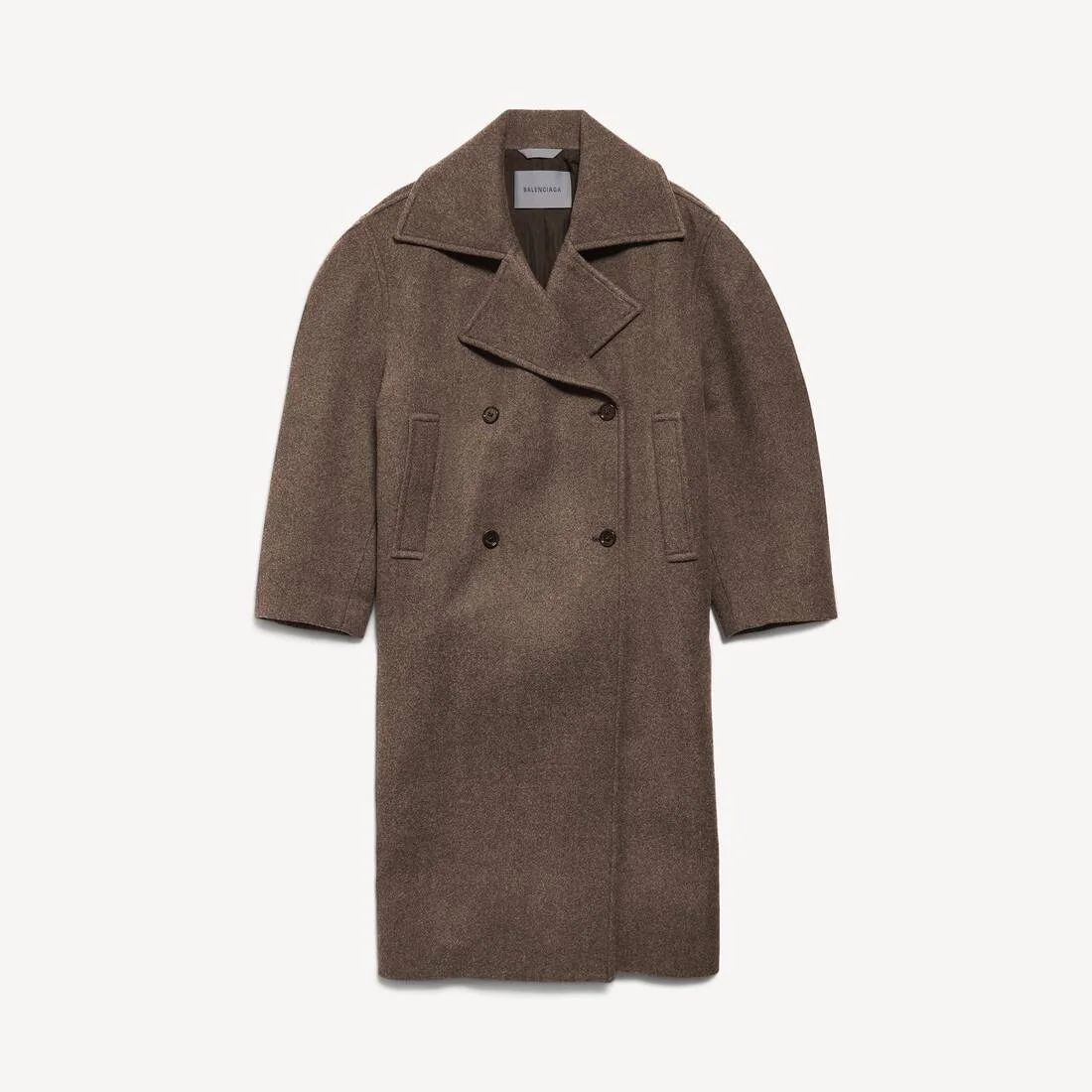 Women's Long Cocoon Coat in Dark Brown - 1