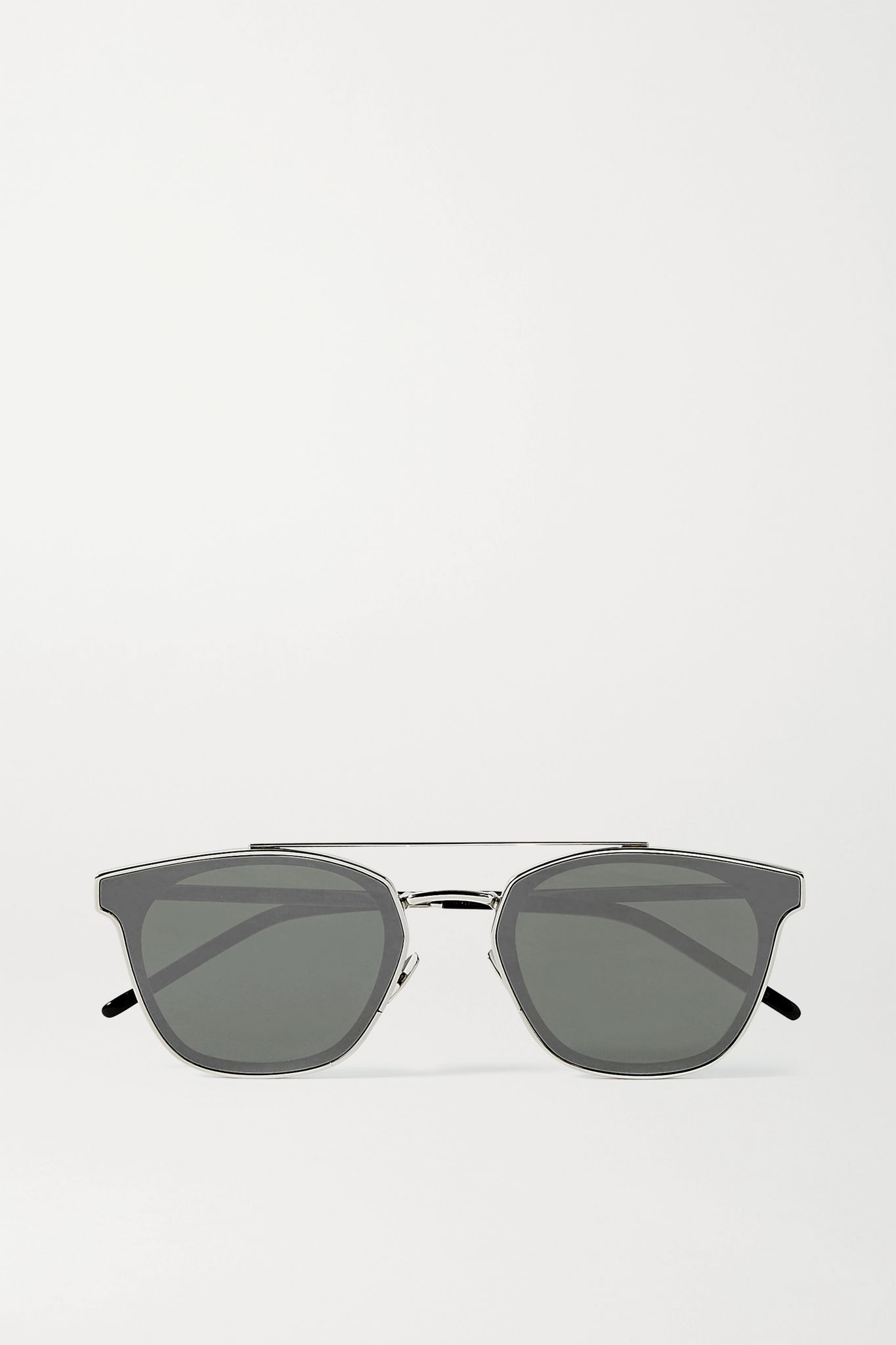 Aviator-style silver-tone and acetate mirrored sunglasses - 1