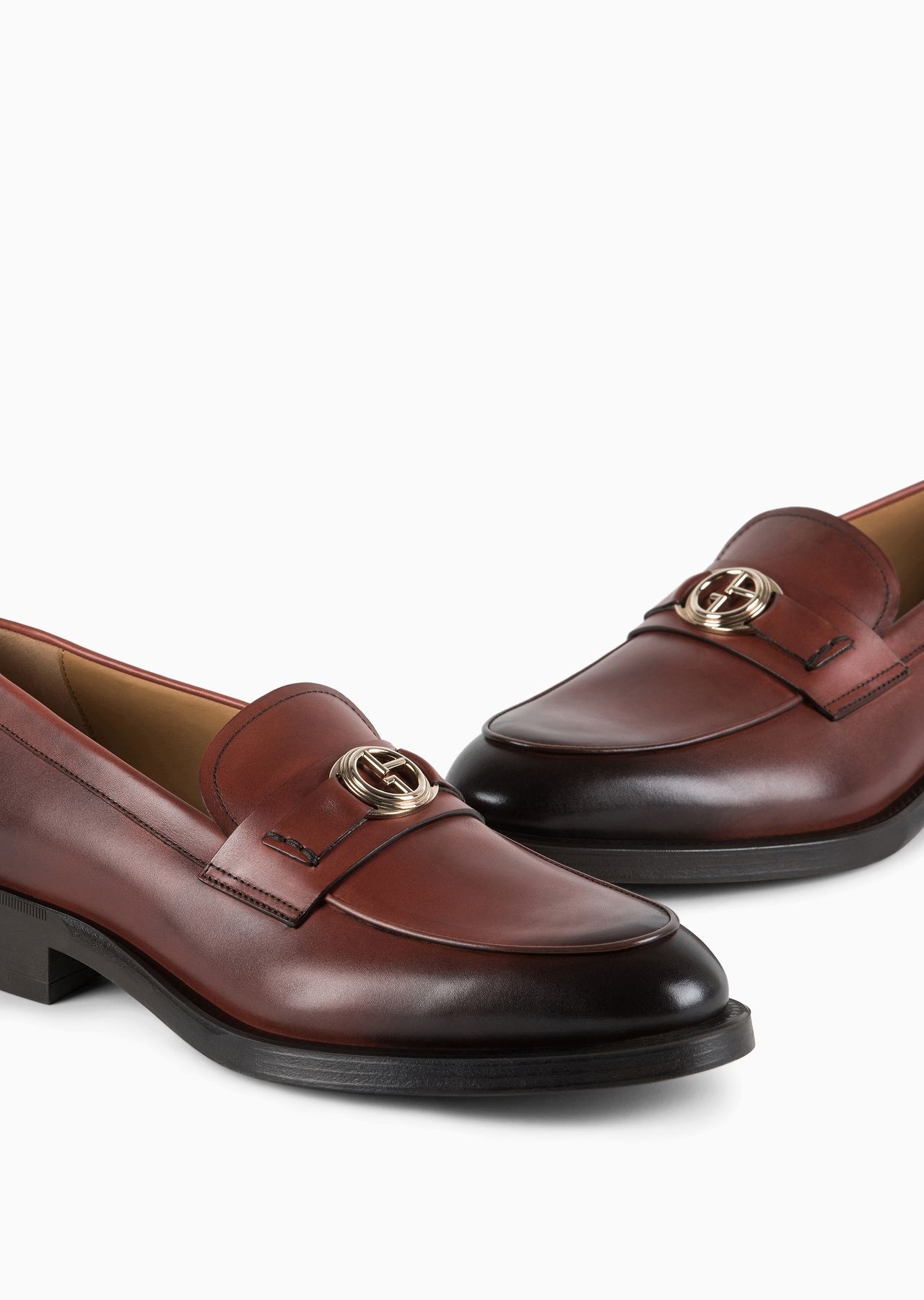 Leather logo loafers - 4