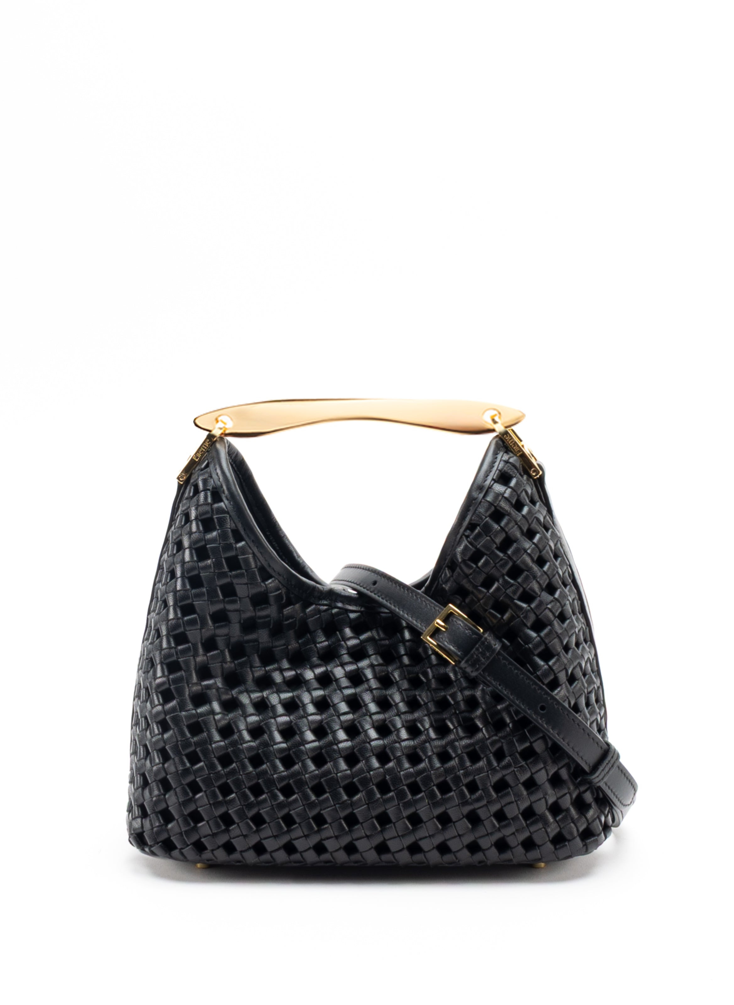 Small Boomerang Woven Leather Black - 4