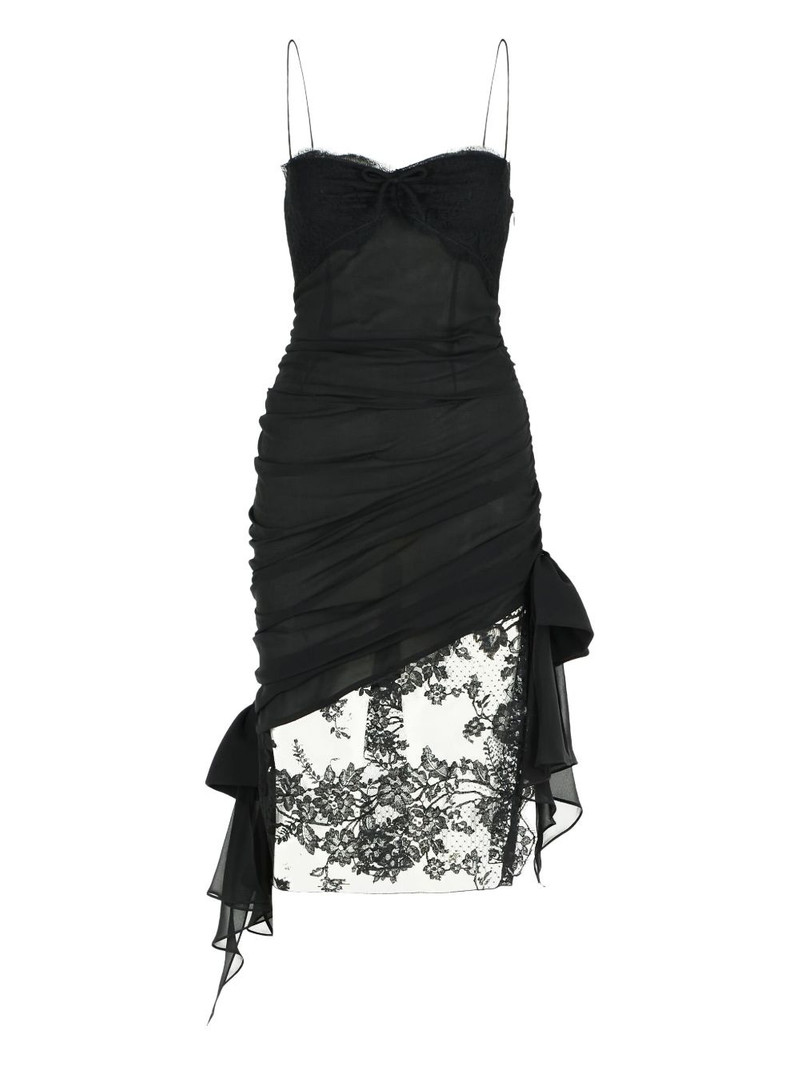lace-trimmed bow mini dress 1