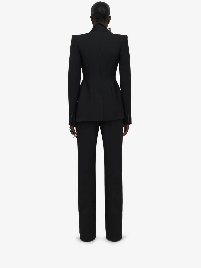 Women's Asymmetric Tailored Jacket in Black - 4