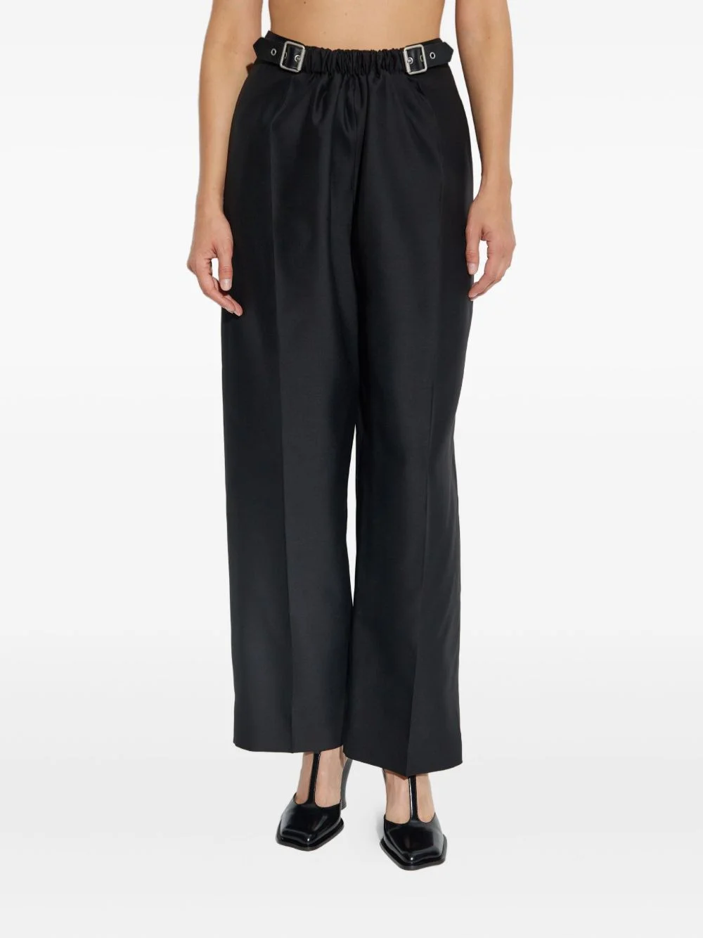 belted elastic-waist trousers - 1