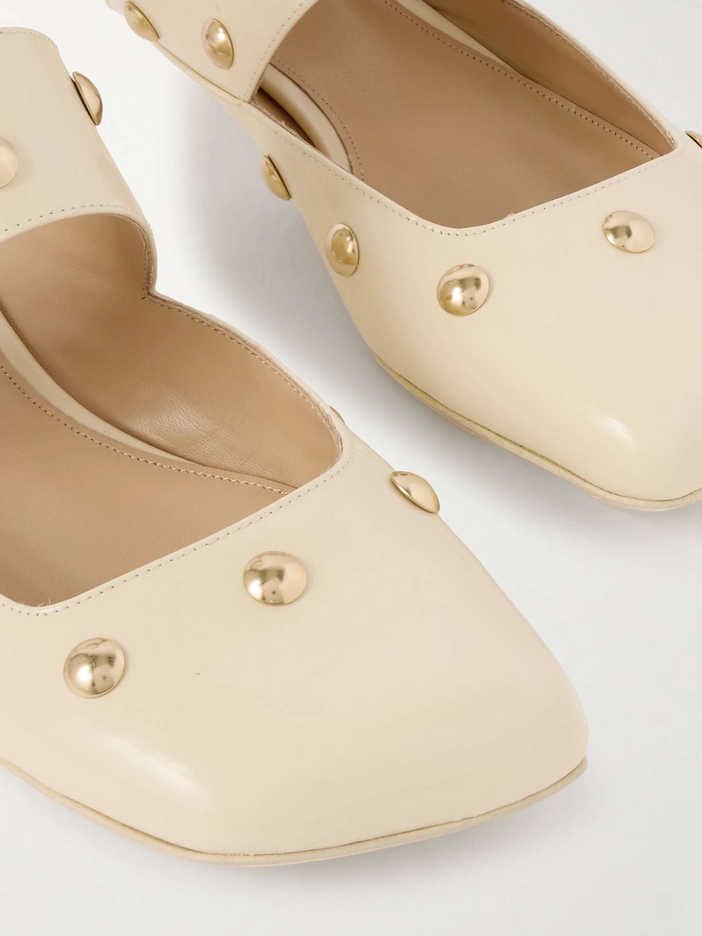 Jade studded leather mules - 4