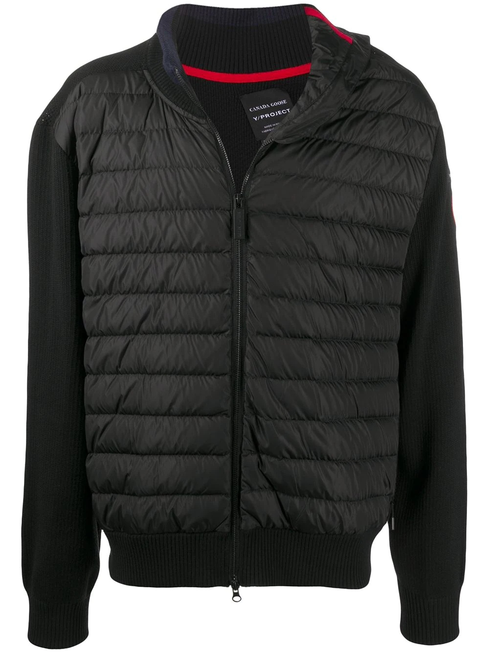 contrasting sleeved puffer jacket - 1