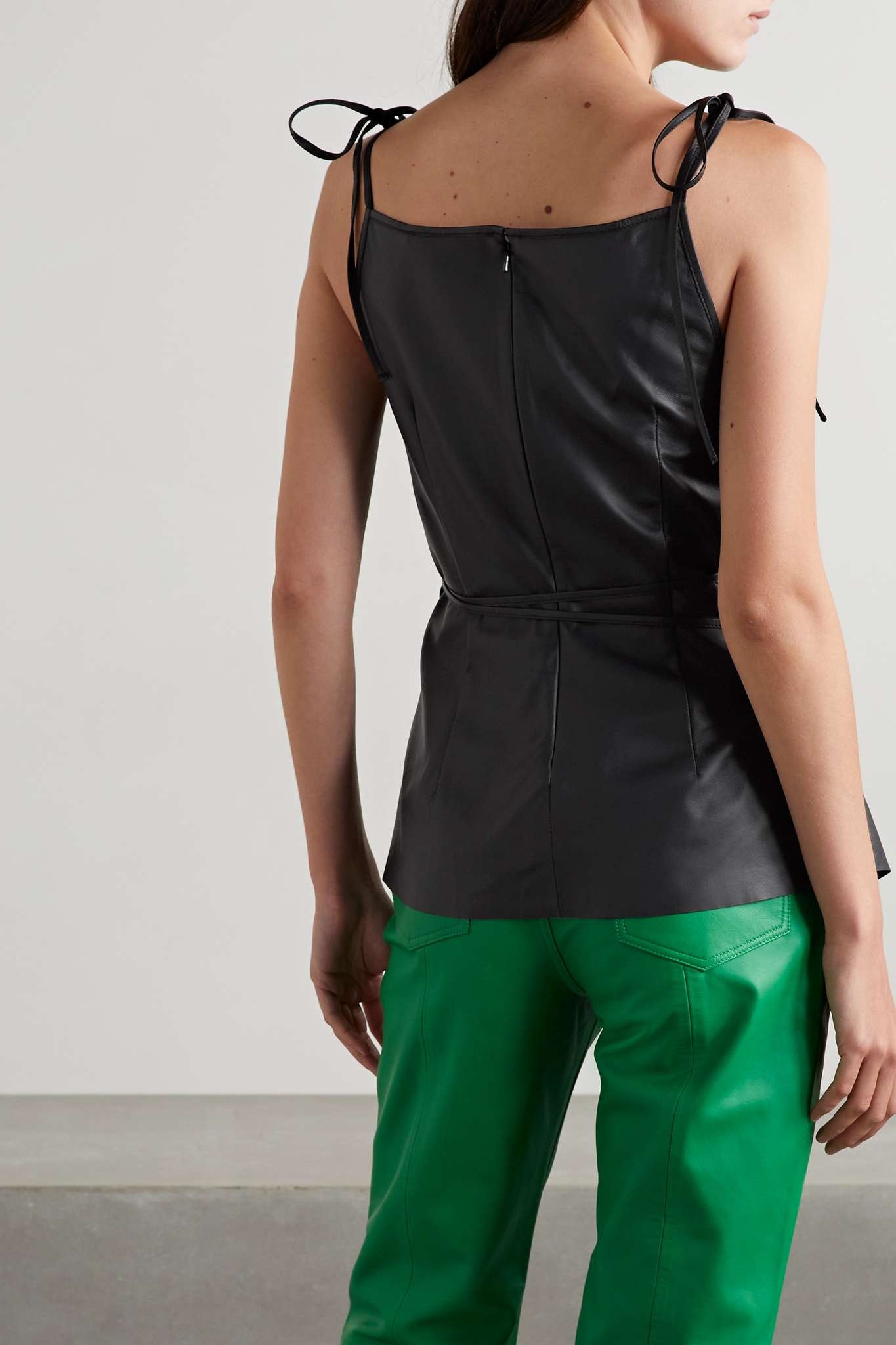 Asymmetric wrap-effect leather tank - 3