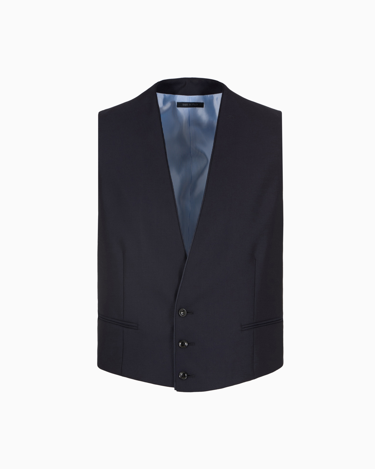 SINGLE-BREASTED WAISTCOAT IN MICRO GINGHAM VIRGIN WOOL - 1