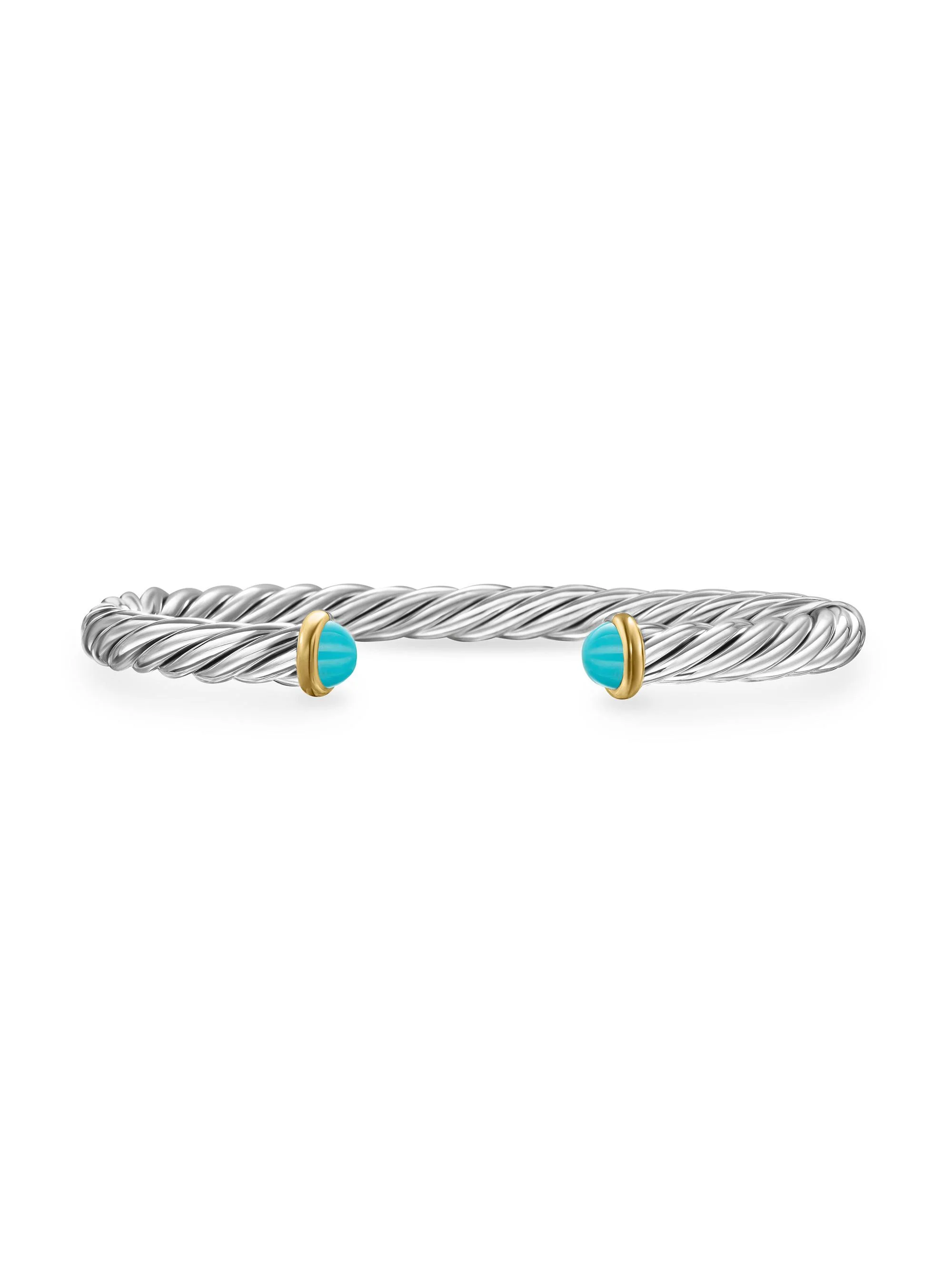 Men's Cable Cuff Bracelet in Sterling Silver - Turquoise - 1