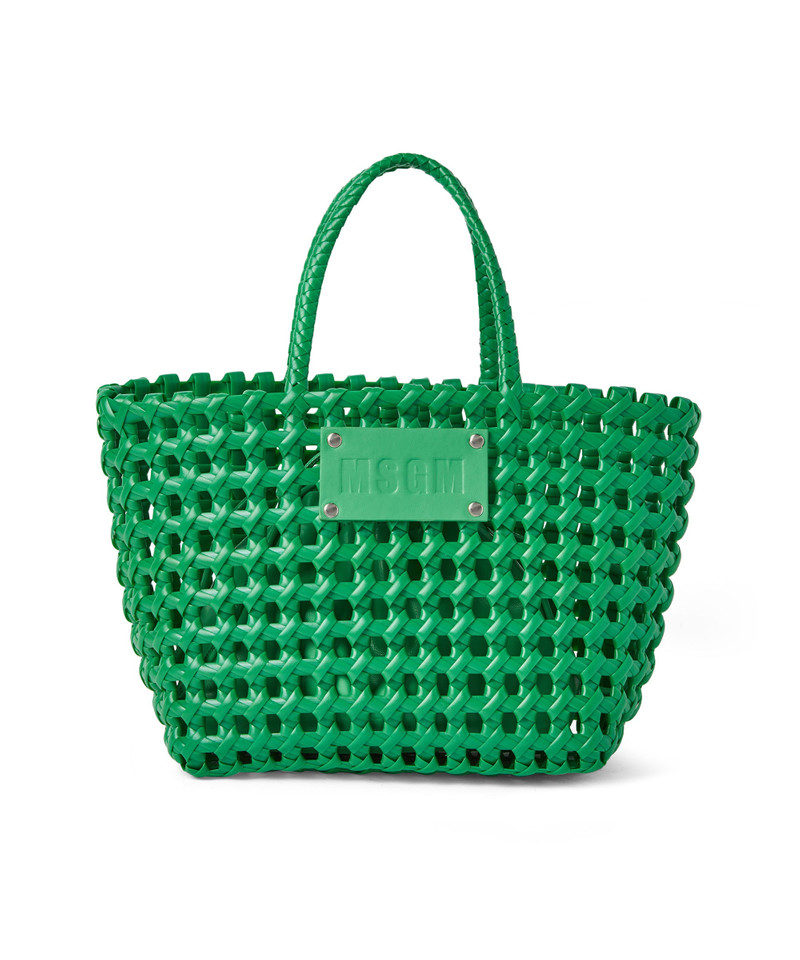 Faux leather basket net mini bag with accompanying mini pouch 1