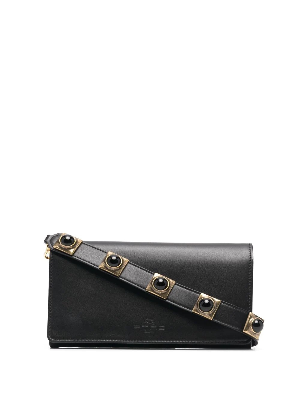 embellished-strap leather shoulder bag - 1