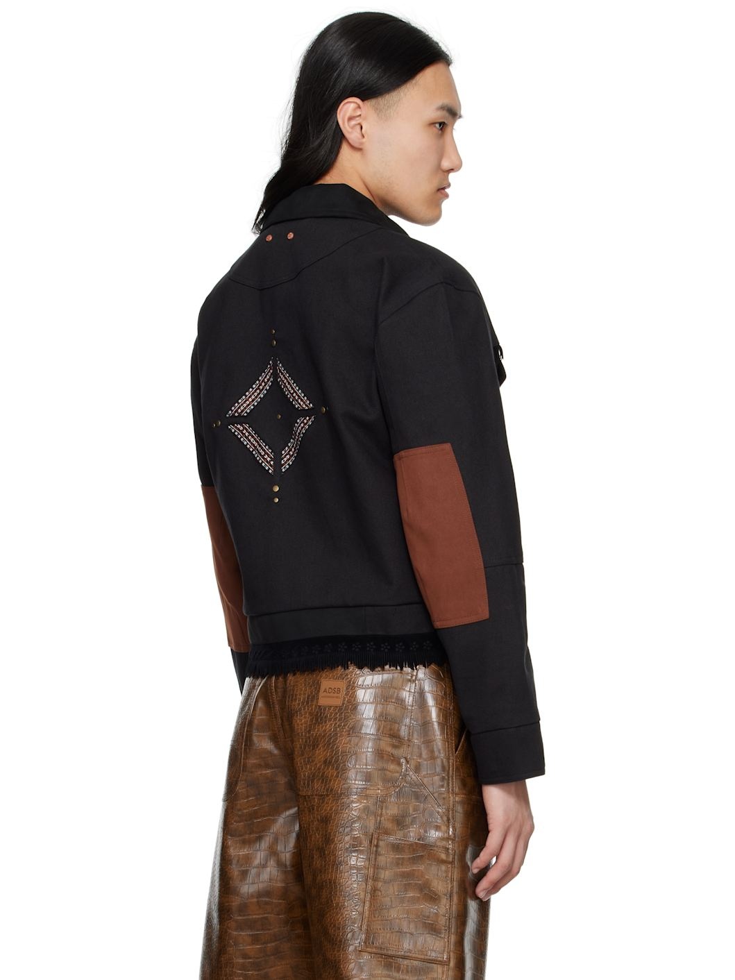 Black Cowboy Cotton Zip-Up Jacket - 3