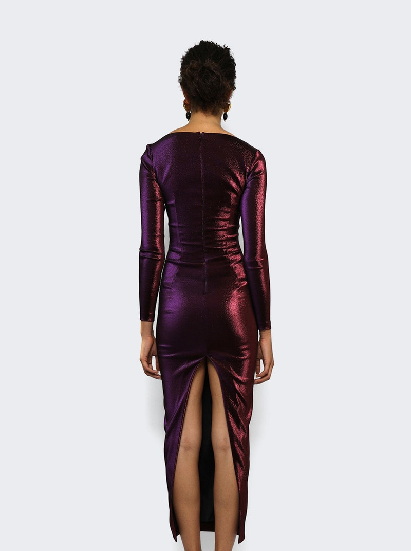 Rope Cup Long Sleeve Midi Dress Purple 5
