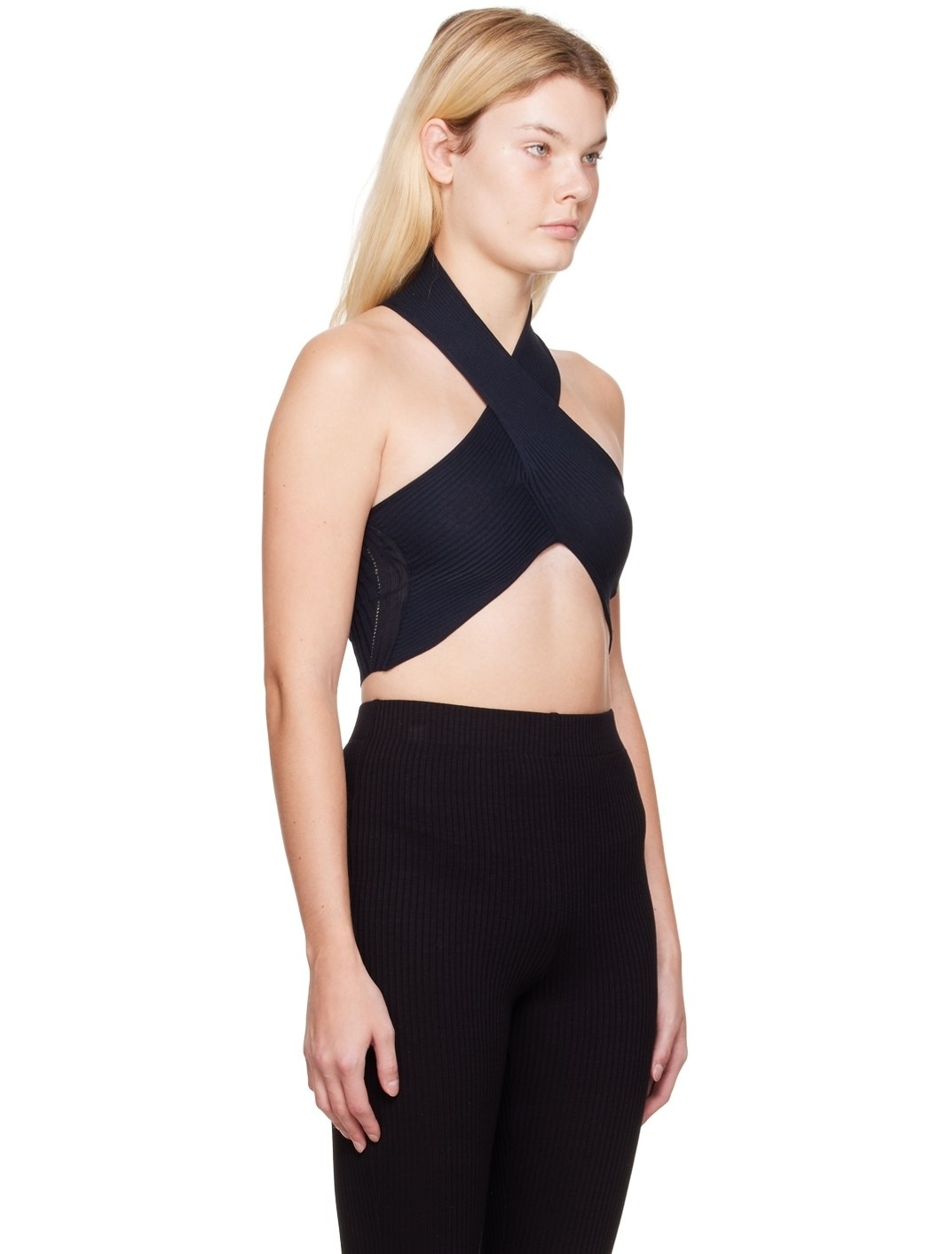 Navy Sensual Stretch Wrapped Tank Top - 2