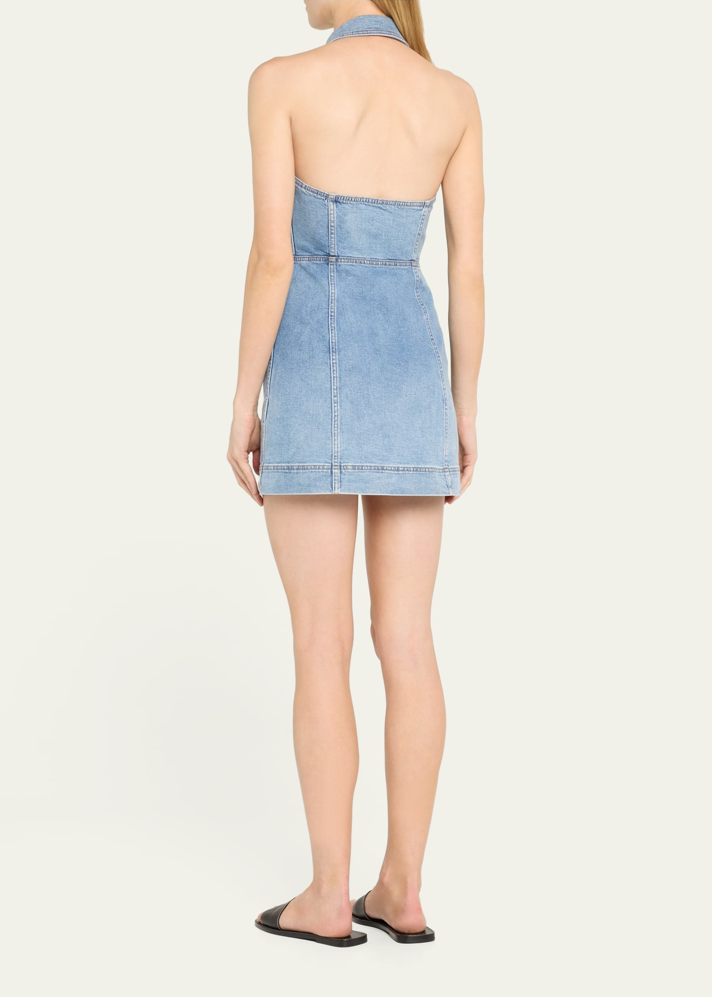 Kendall Denim Halter Mini Dress - 3