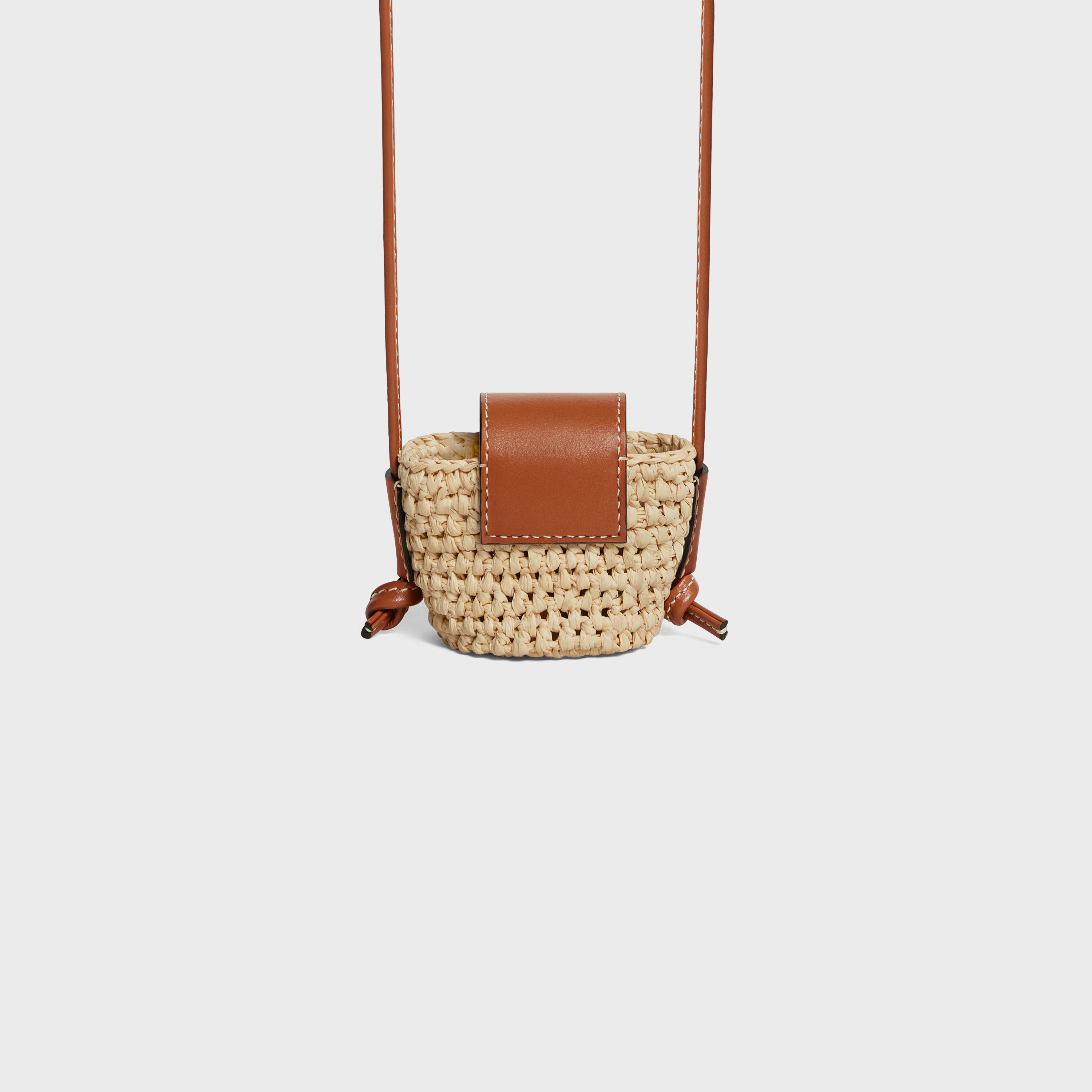 Crossbody Airpods Panier in raffia and calfskin - 3