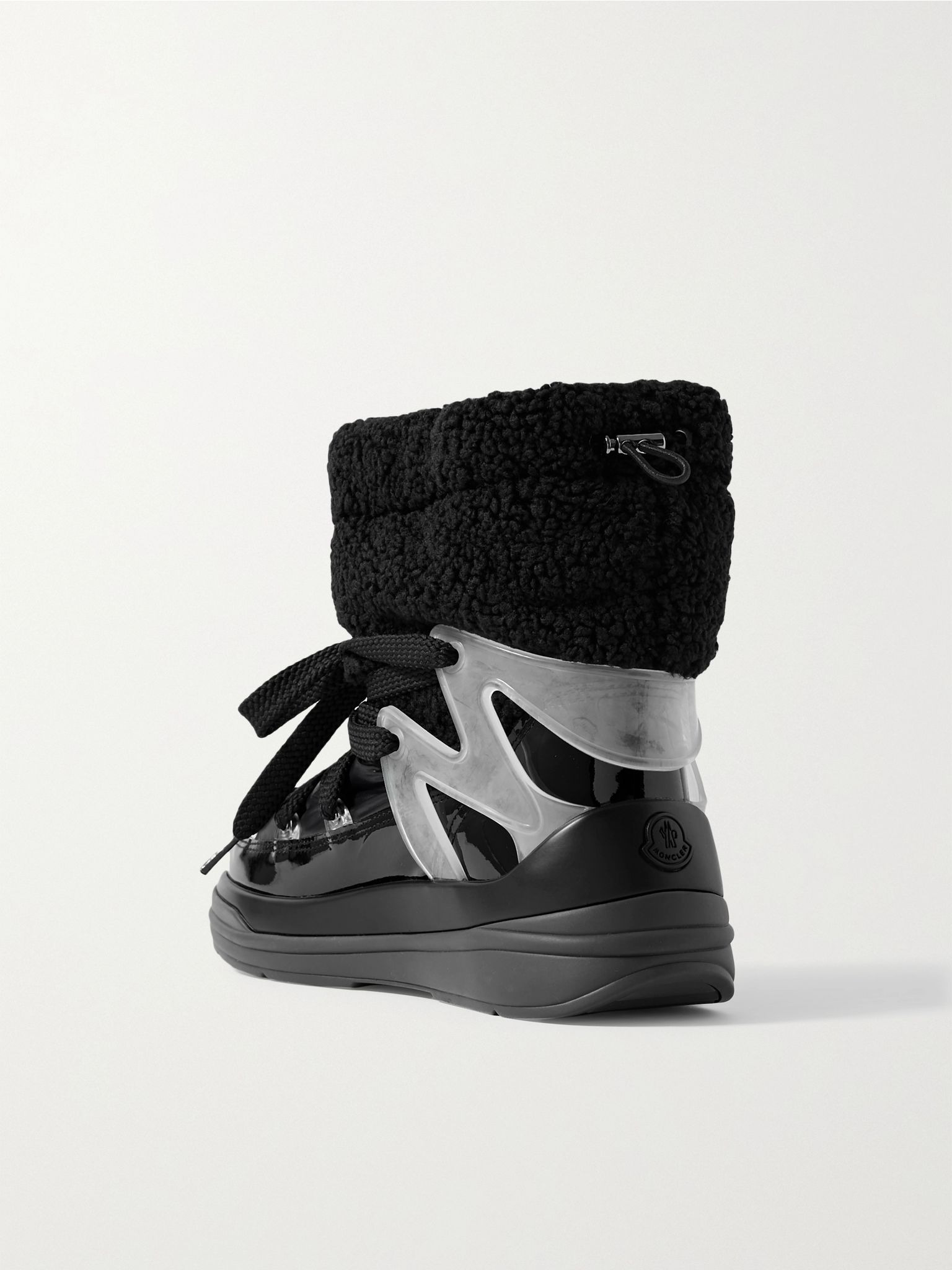 Insolux M rubber-trimmed fleece, shell and patent-leather snow boots Black - 3