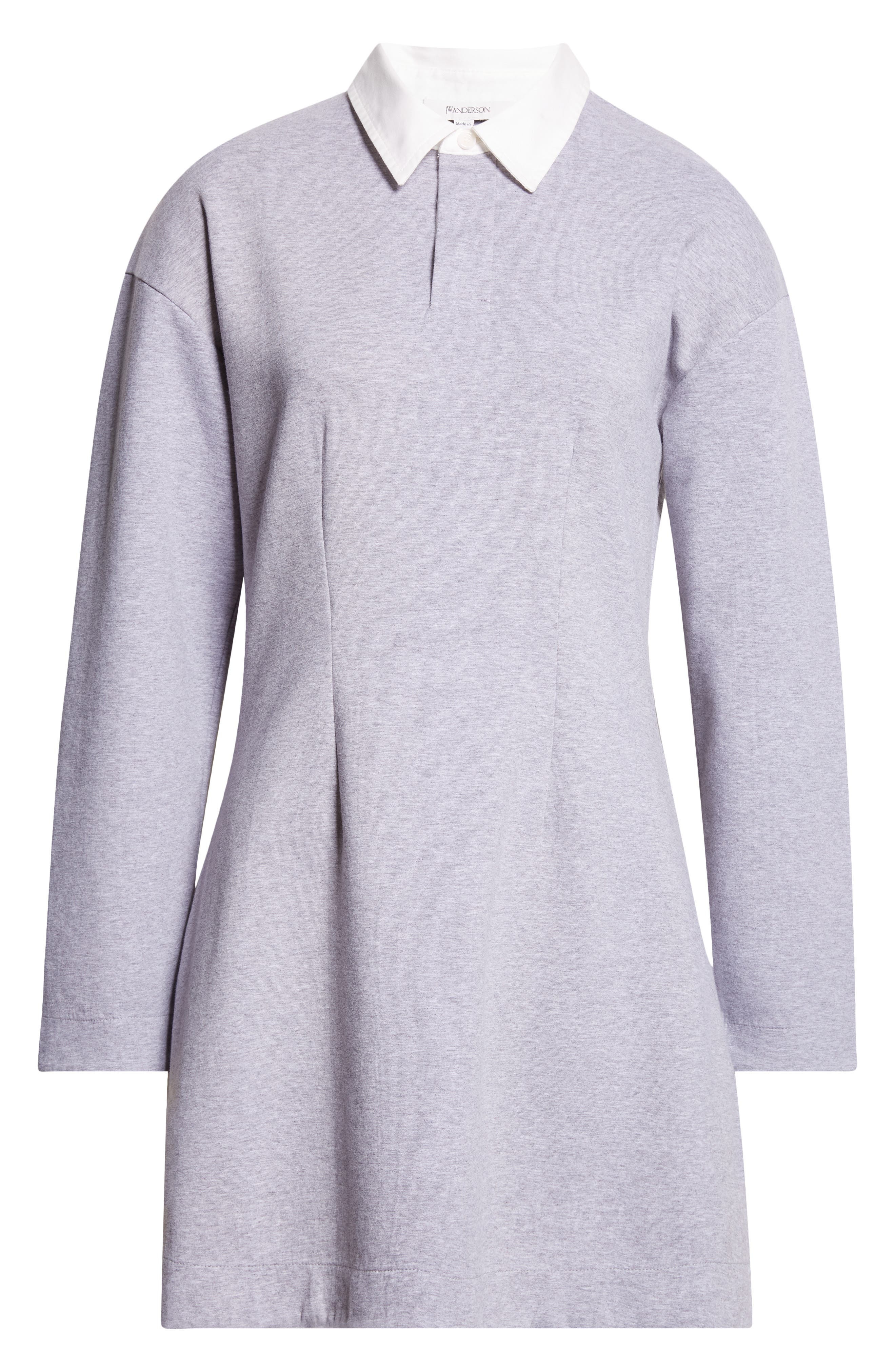 JW Anderson Long Sleeve Polo Minidress in 945 Mid Grey Melange at Nordstrom - 6