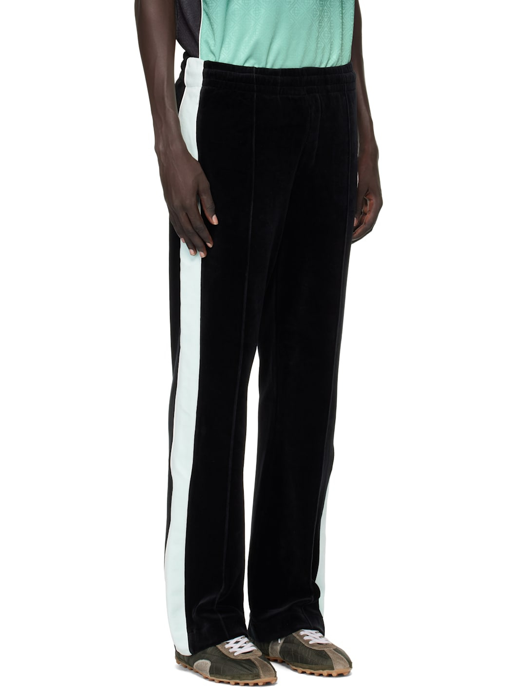 Black Velour Track Pants - 2