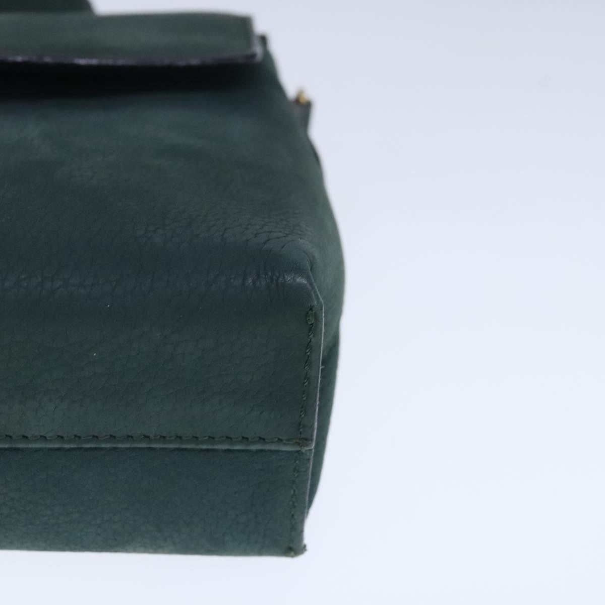 CELINE Hand Bag Leather Green Gold - 14