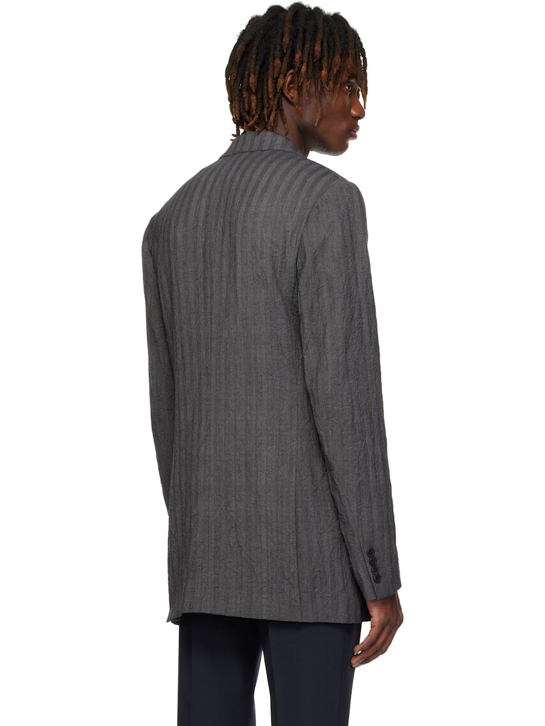 Gray Double-Breasted Blazer - 3