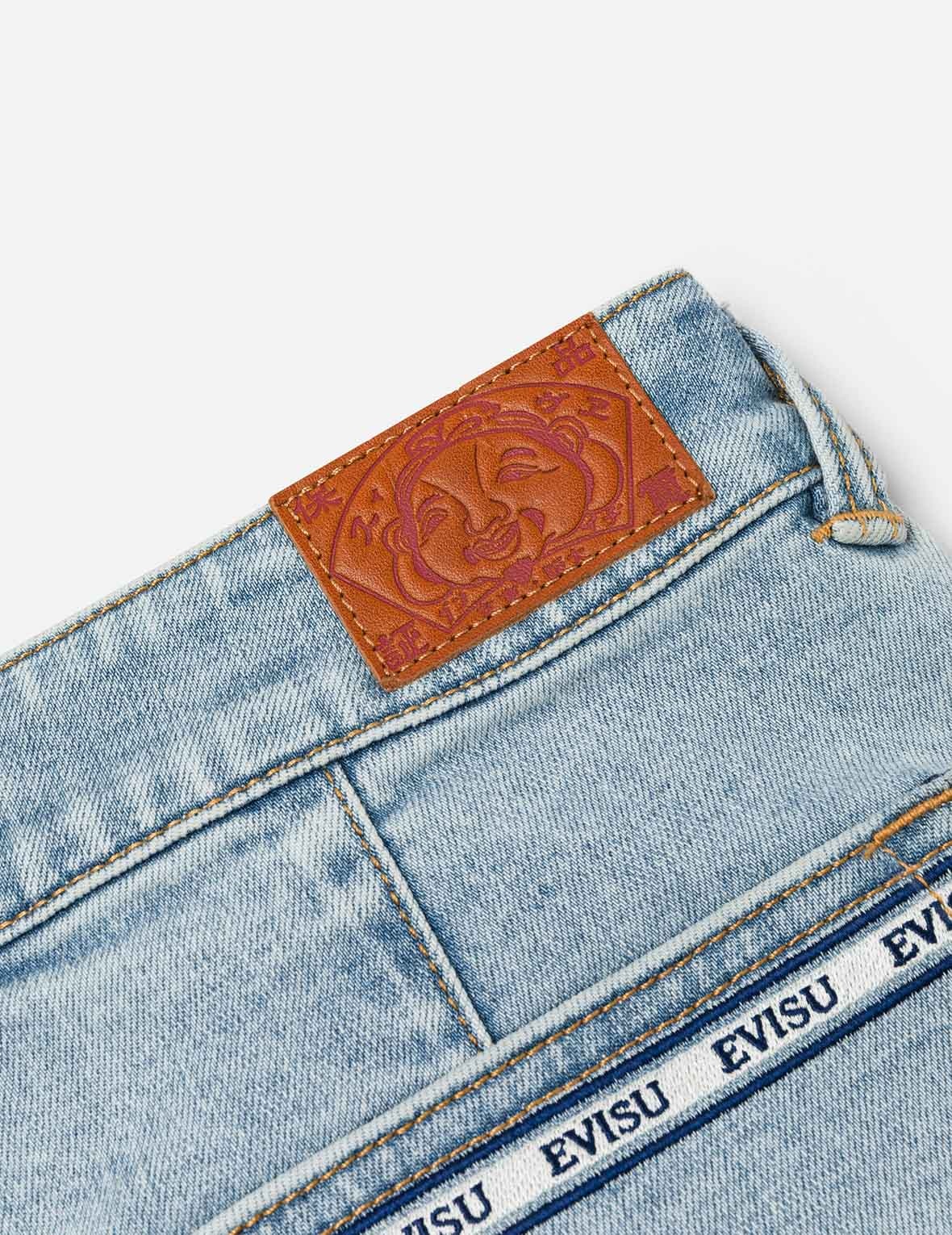 Kamon and Logo Embroidery Regular Fit Denim Skorts - 7