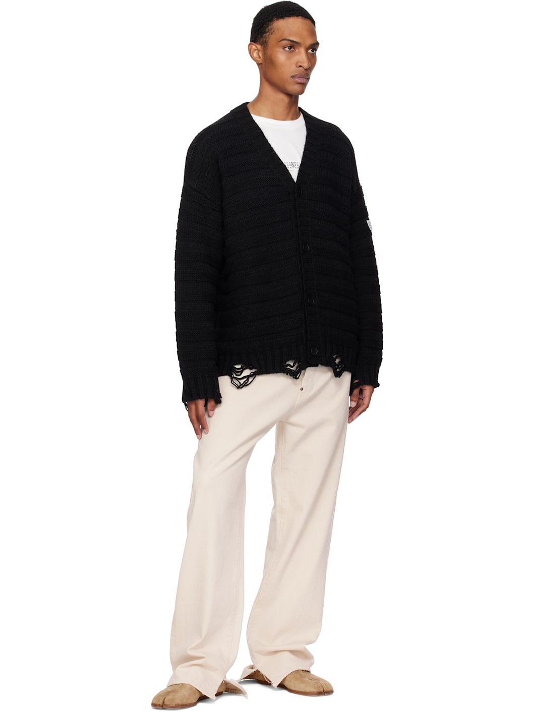 Black Rib-Knit Cardigan - 4