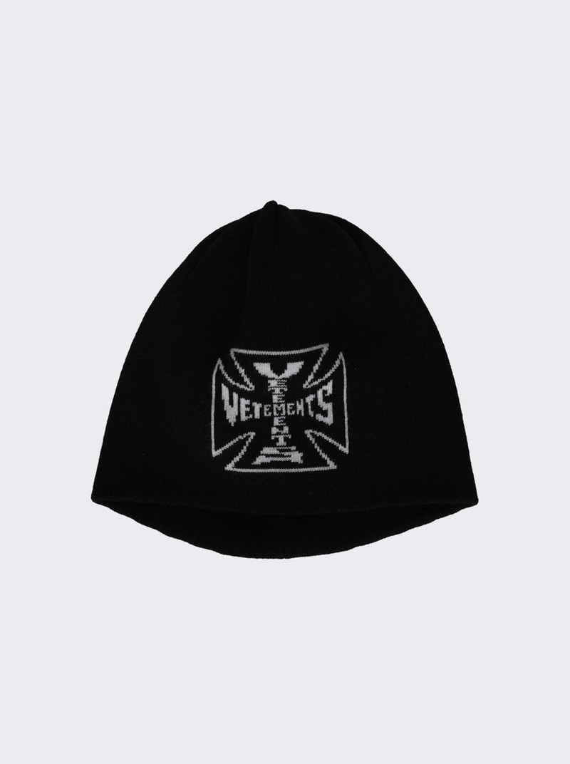 Biker Cross Logo Beanie Black 1
