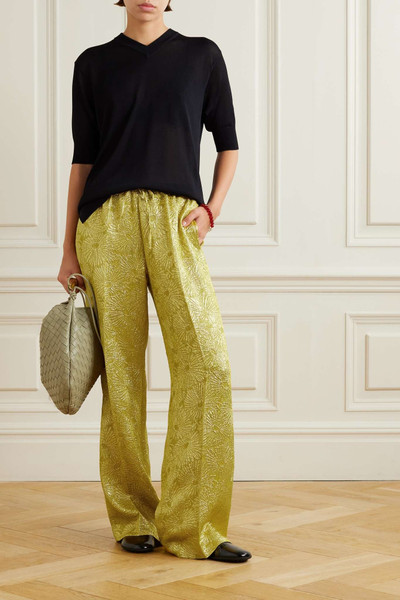 Dries Van Noten Silk-blend brocade wide-leg pants outlook