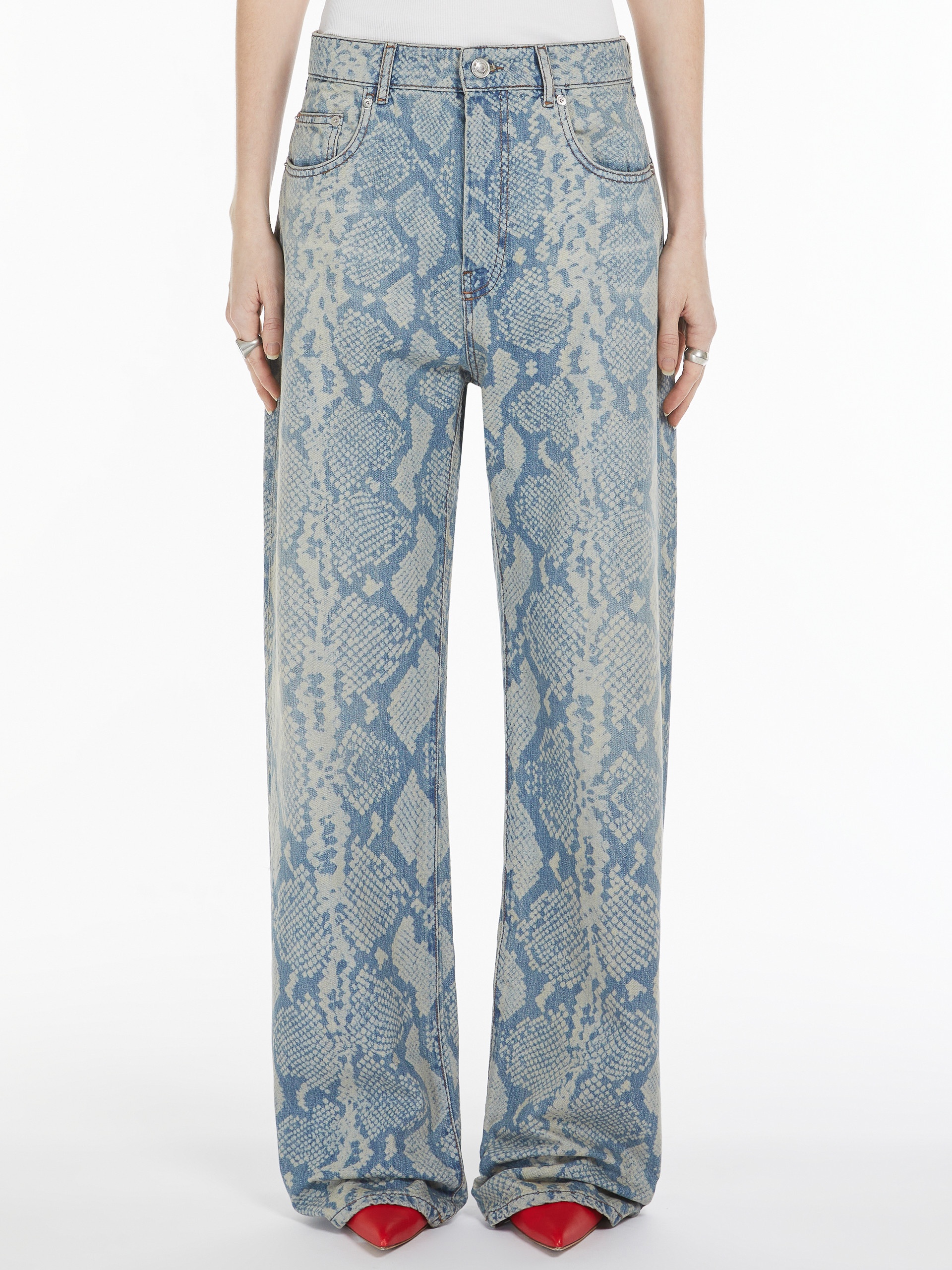 DIEGO Five-pocket trousers with python print - 3