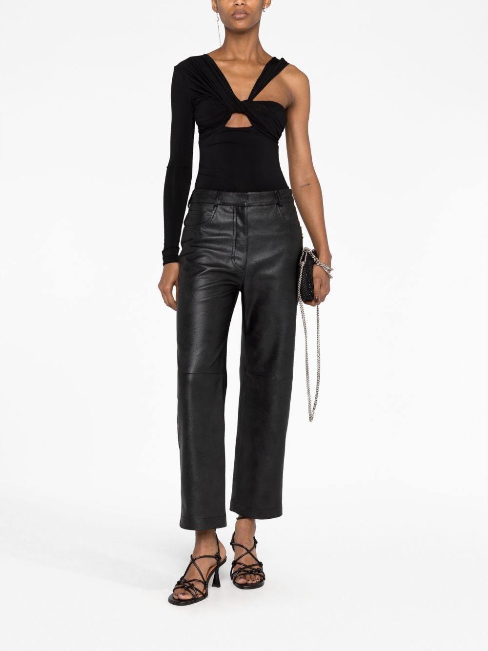 faux-leather straight-leg trousers - 2