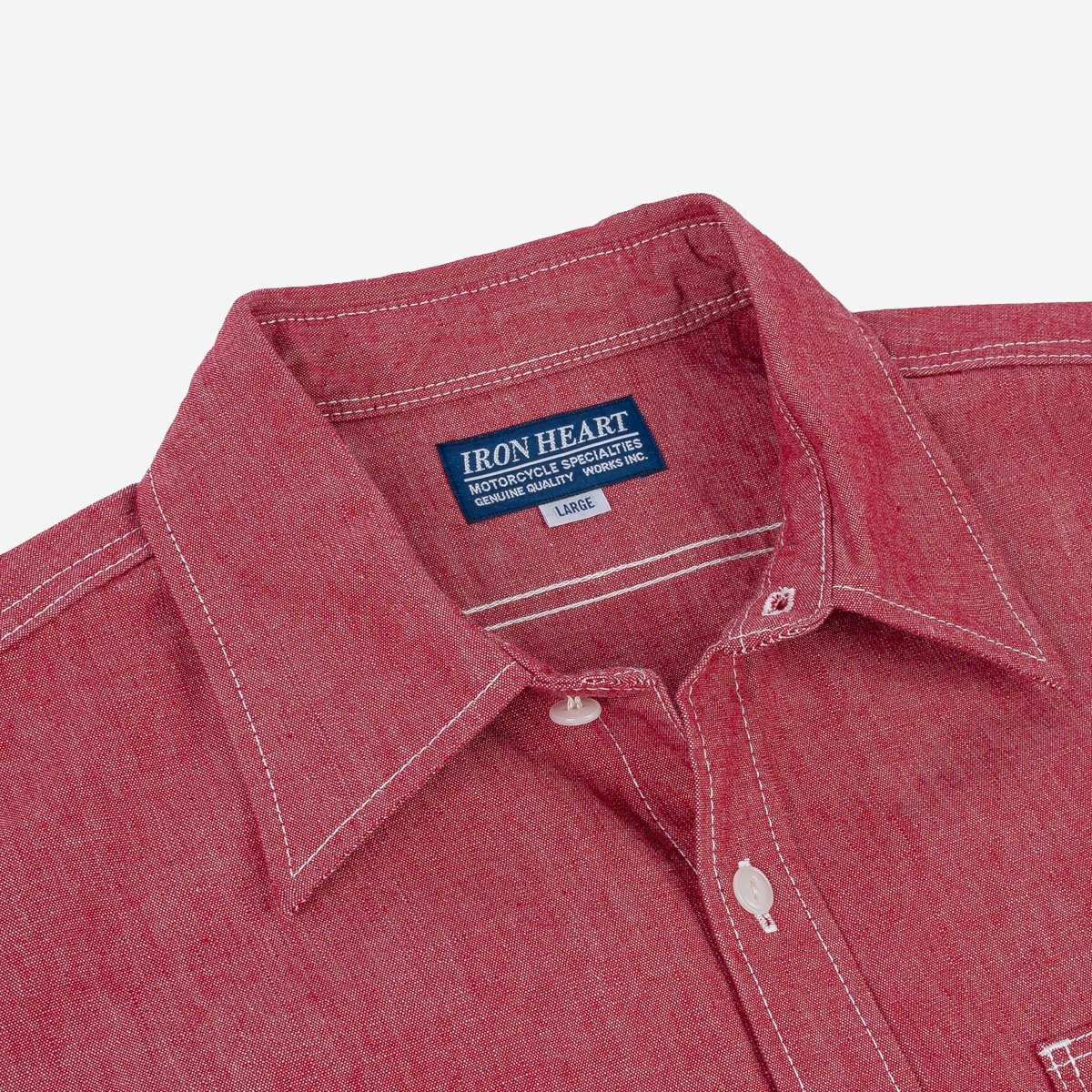 IHSH-363-RED 10oz Organic Chambray Work Shirt - Red - 9