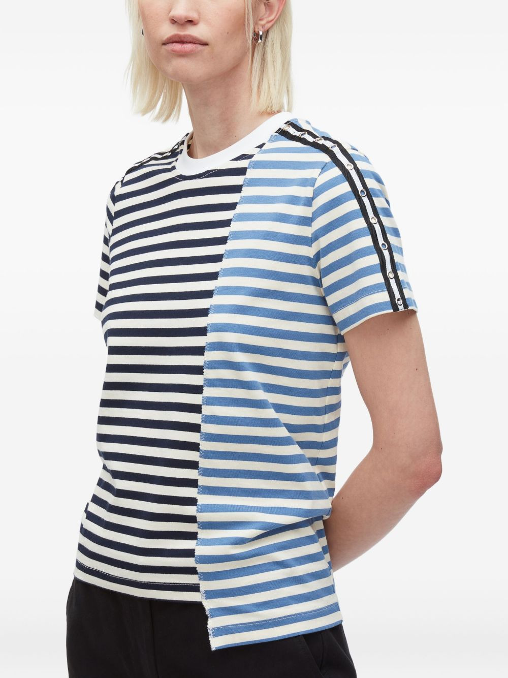 striped panelled T-shirt - 4