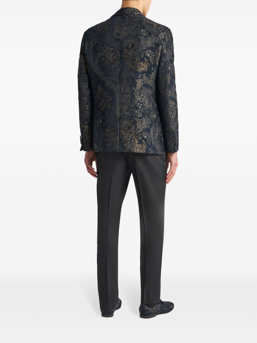 peak-lapel jacquard blazer - 3