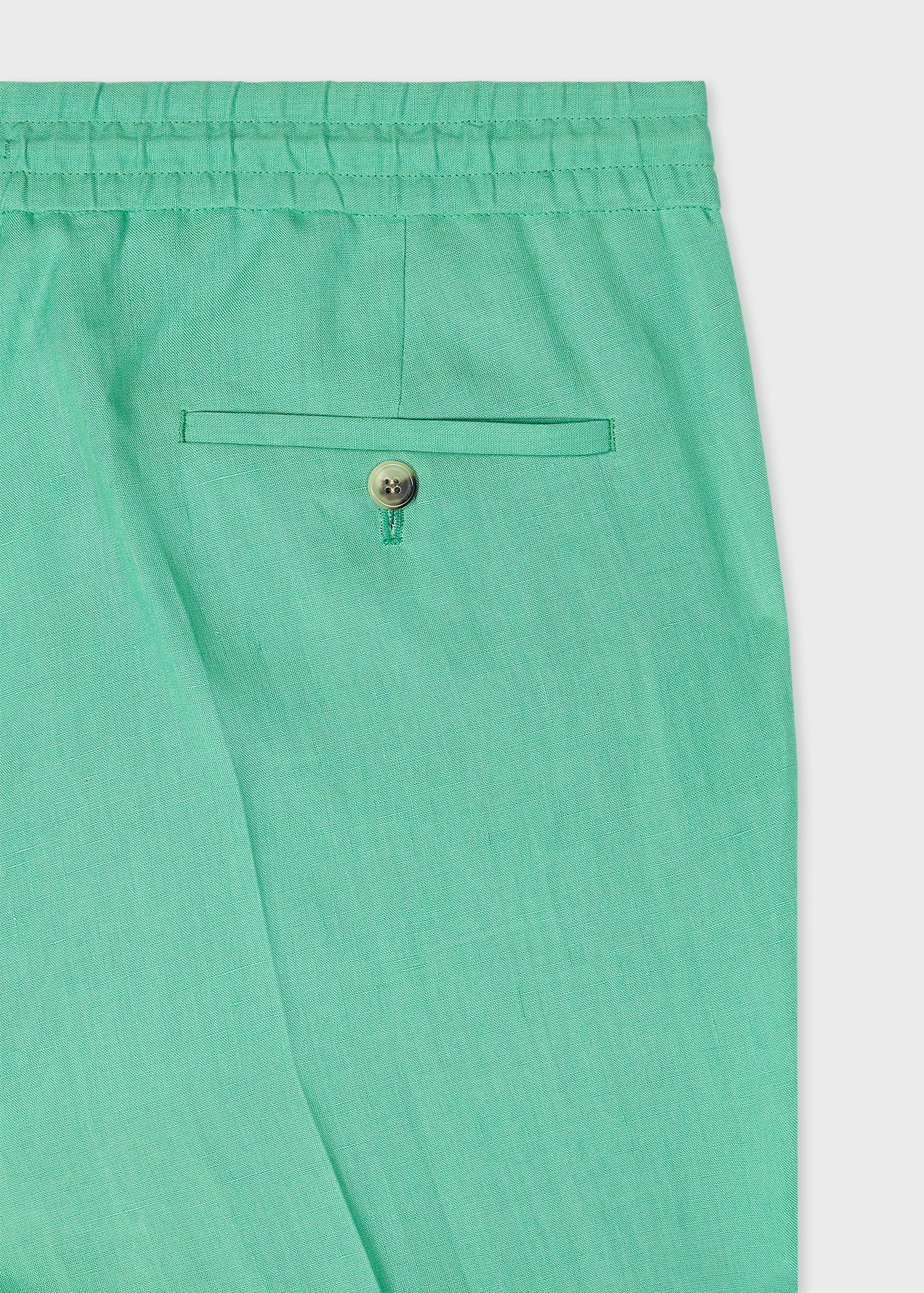 Turquoise Linen Drawstring Trousers - 2