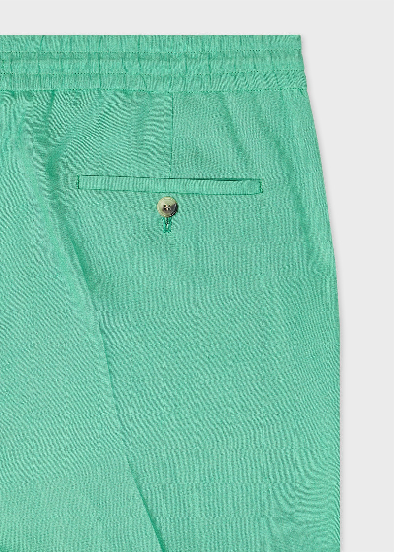 Paul Smith Turquoise Linen Drawstring Trousers outlook